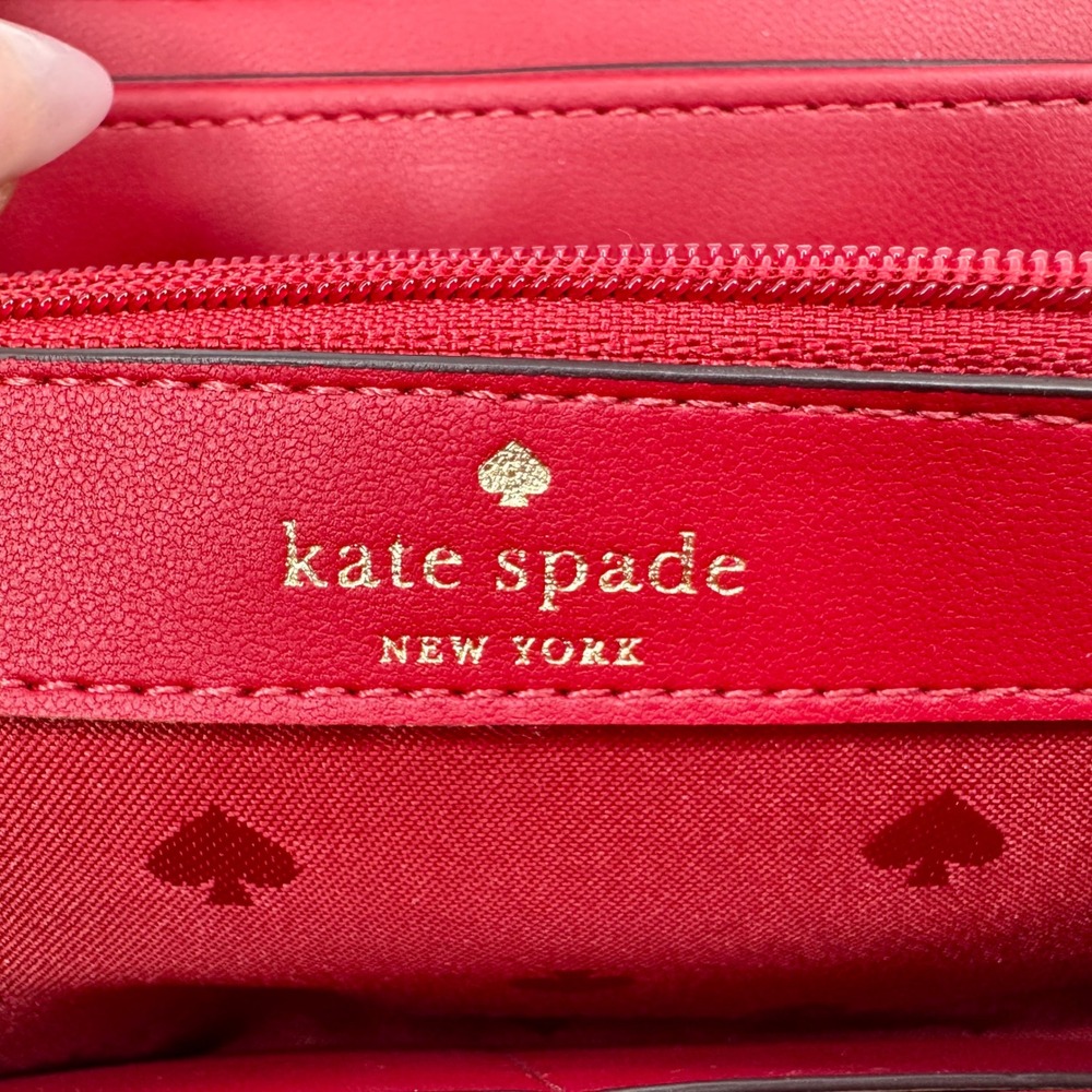 Kate Spade New York Staci Heart Large Continental Wallet Red White Zip Around - Picture 9 of 11